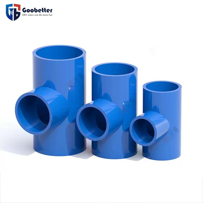 Blue PVC Reducing Tee Fitting for Water Pipe ID 20-110mm OD 25-160mm 1 Pcs