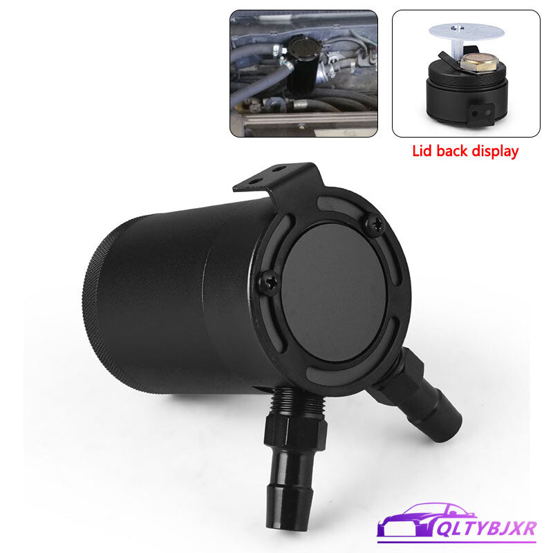 ya 27 7.2 Turbo Compact Baffled 2 Port Oil Catch Can Tank Air Oil Separator Aluminum Black