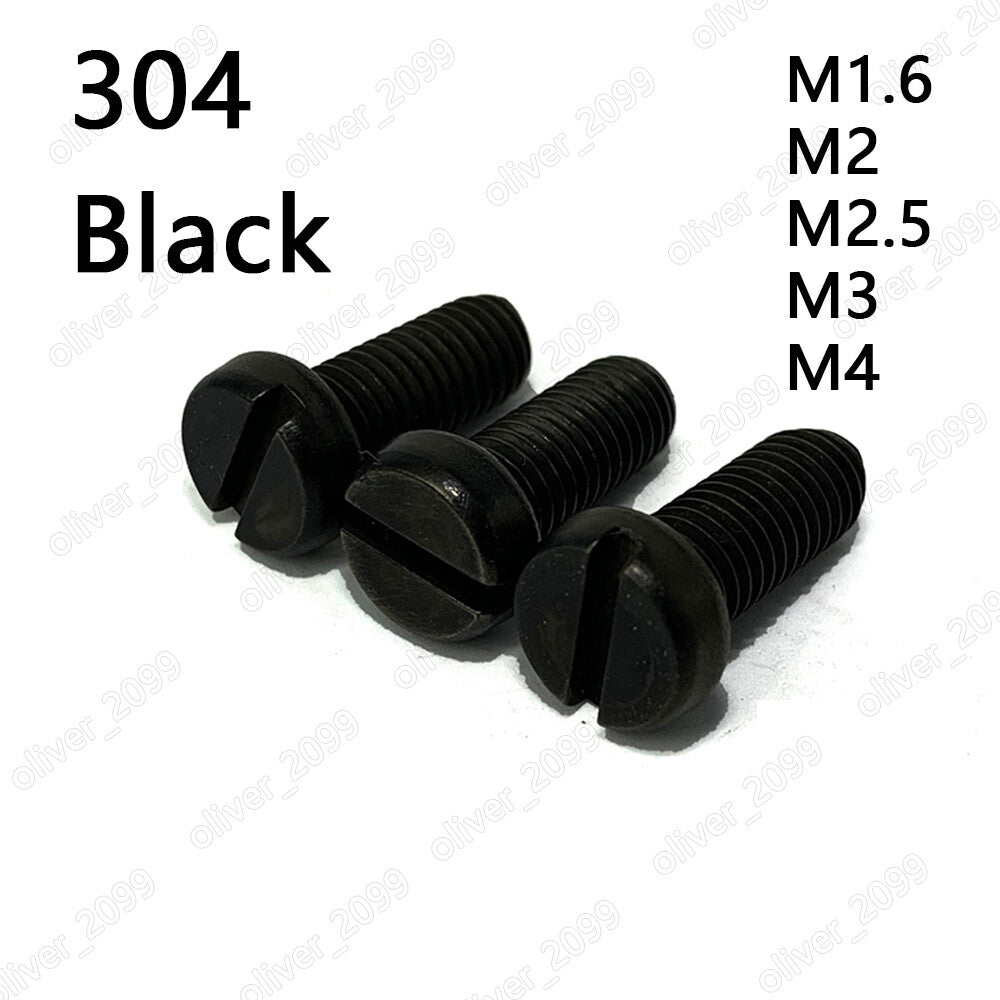 Black 304 Stainless Steel Slotted Cheese Head Screws M1.6 M2 M2.5 M3 M4