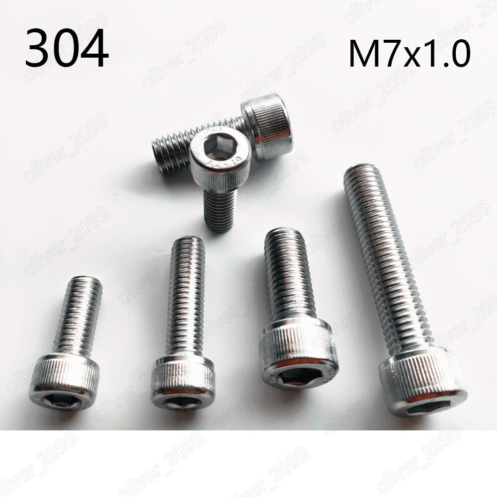 M7 304 Stainless Steel Allen Screw Hex Socket Bolt Cap Head Screws Pitch 1.0