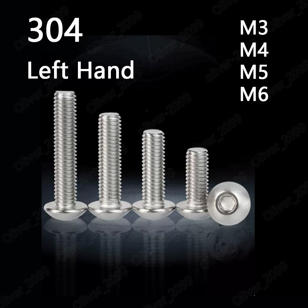 Left Hand 304 Stainless Steel Hex Socket Bolts Button Head Screw M3 M4 M5 M6