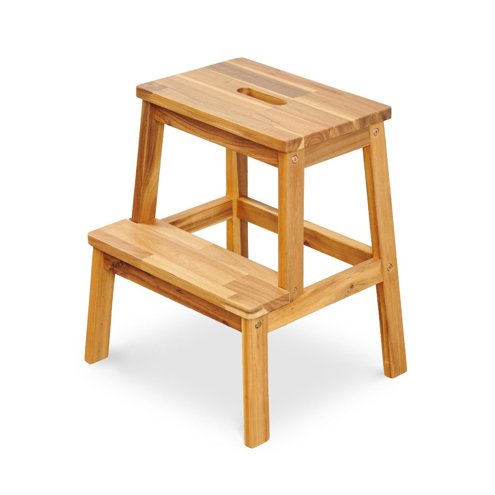 ya 28 Multi-Room Use 2-Step Solid Acacia Wood Step Stool 350 LBS Capacity 17 Tall