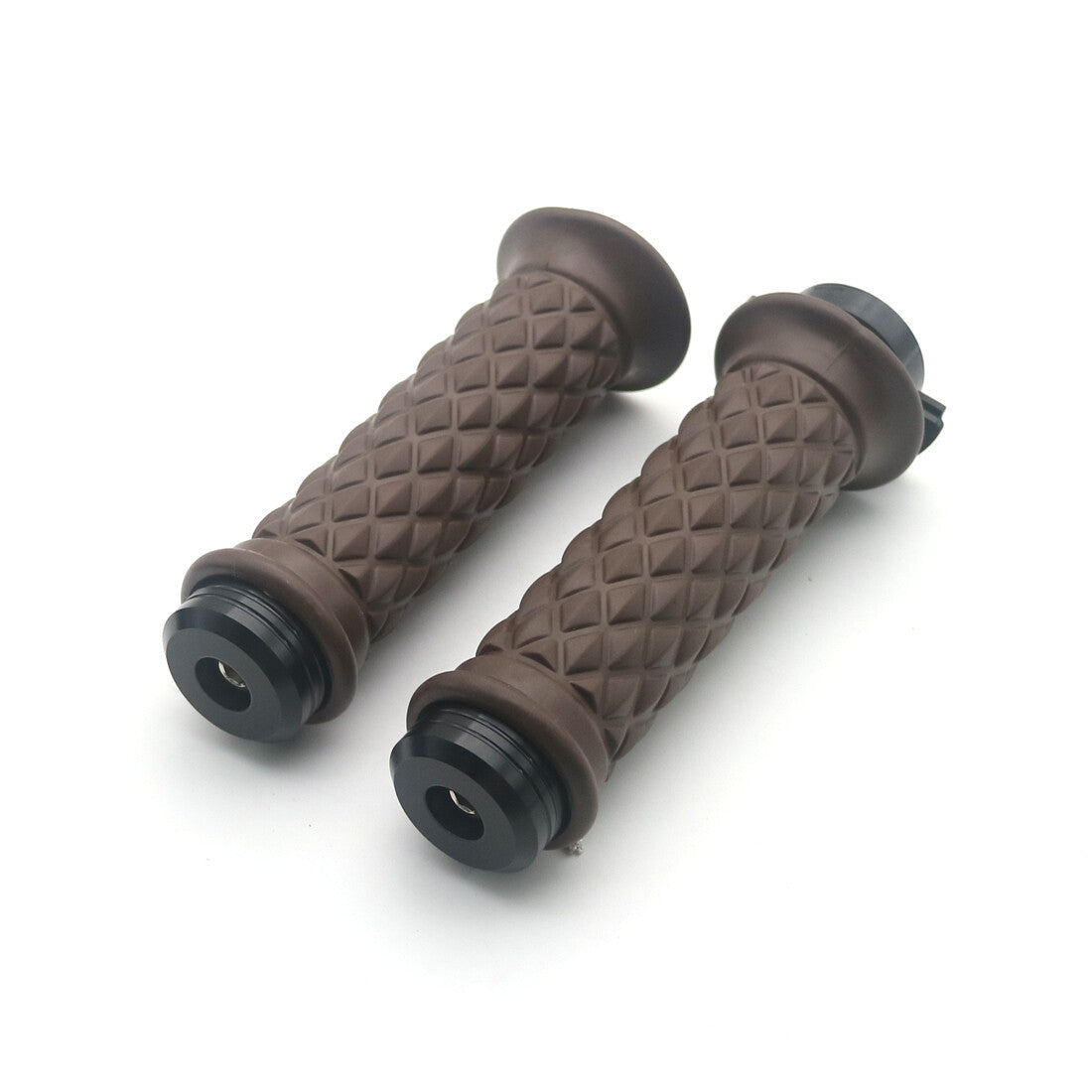 ya 5 8.7 7/8'' 22mm Vintage Brown Diamond Handlebar Hand Grip With Side Bar End Grip Plug