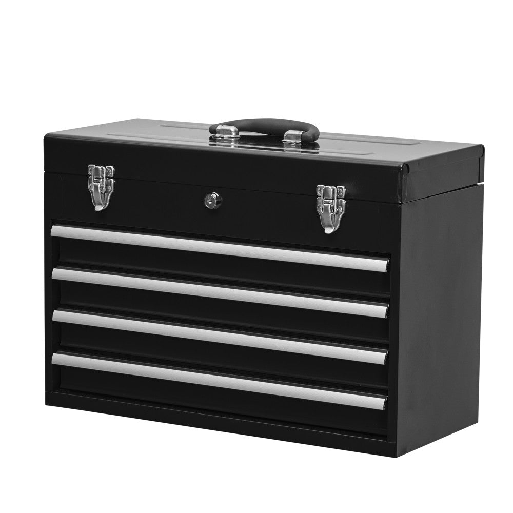 ya 28 Metal Tool Chest Black - 4 Drawers, Portable, Cylinder Lock/Latch for Garage