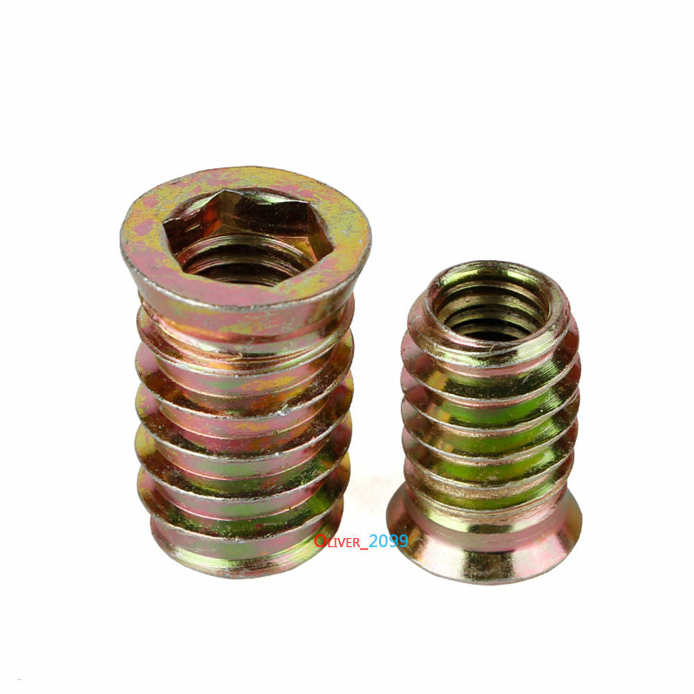 M6 M8 M10 Iron Furniture Hex Drive Flat Head Nut Screws Threaded For Wood Insert