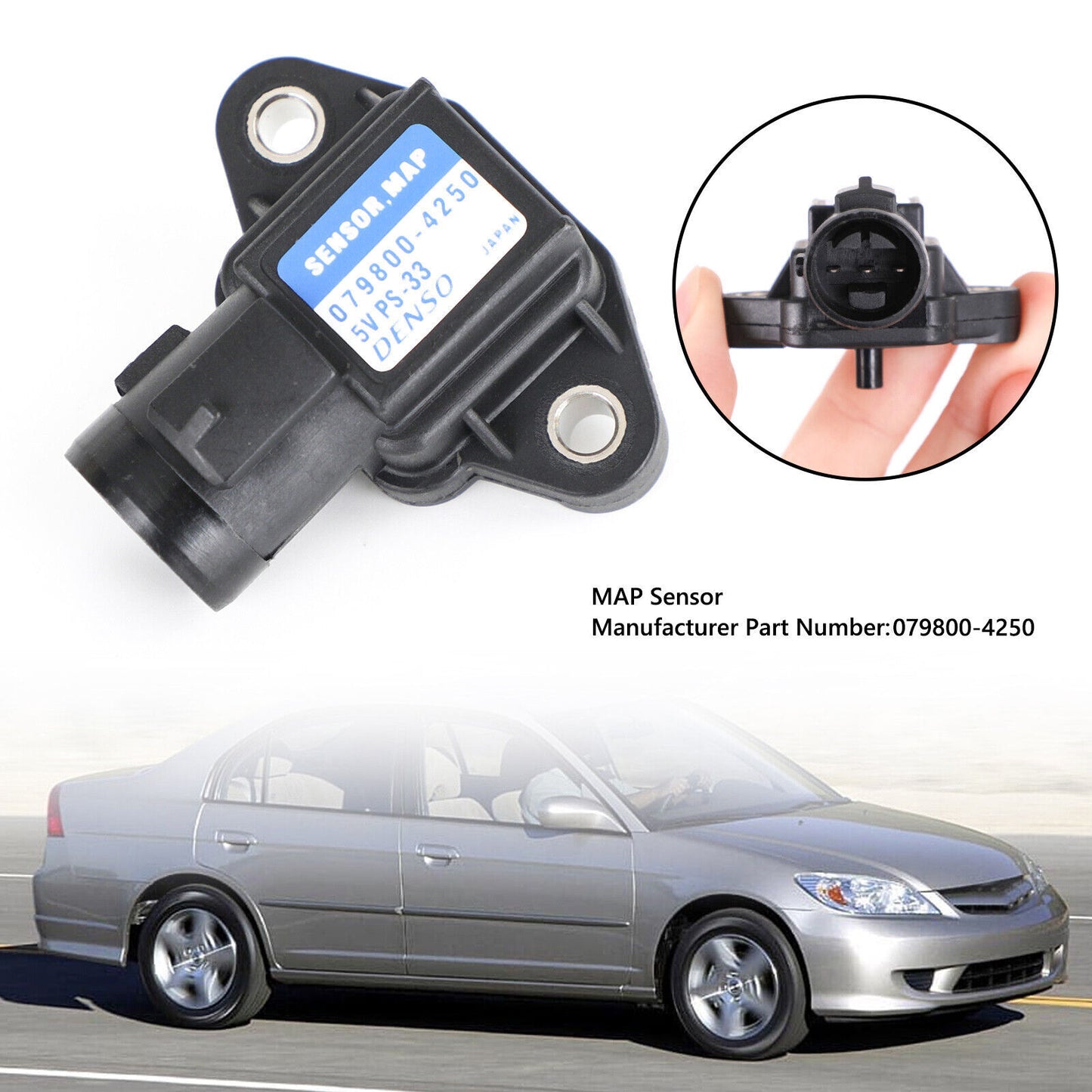 ya 1 8.5.1 Air Intake Pressure Sensor MAP Sensor 079800-3000 for Honda for Civic Accord T7