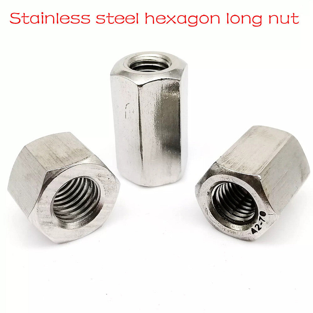 A2 STAINLESS STEEL HEX CONNECTOR NUTS THREADED ROD COUPLERS M3 M4 M5 M6 M8-M12