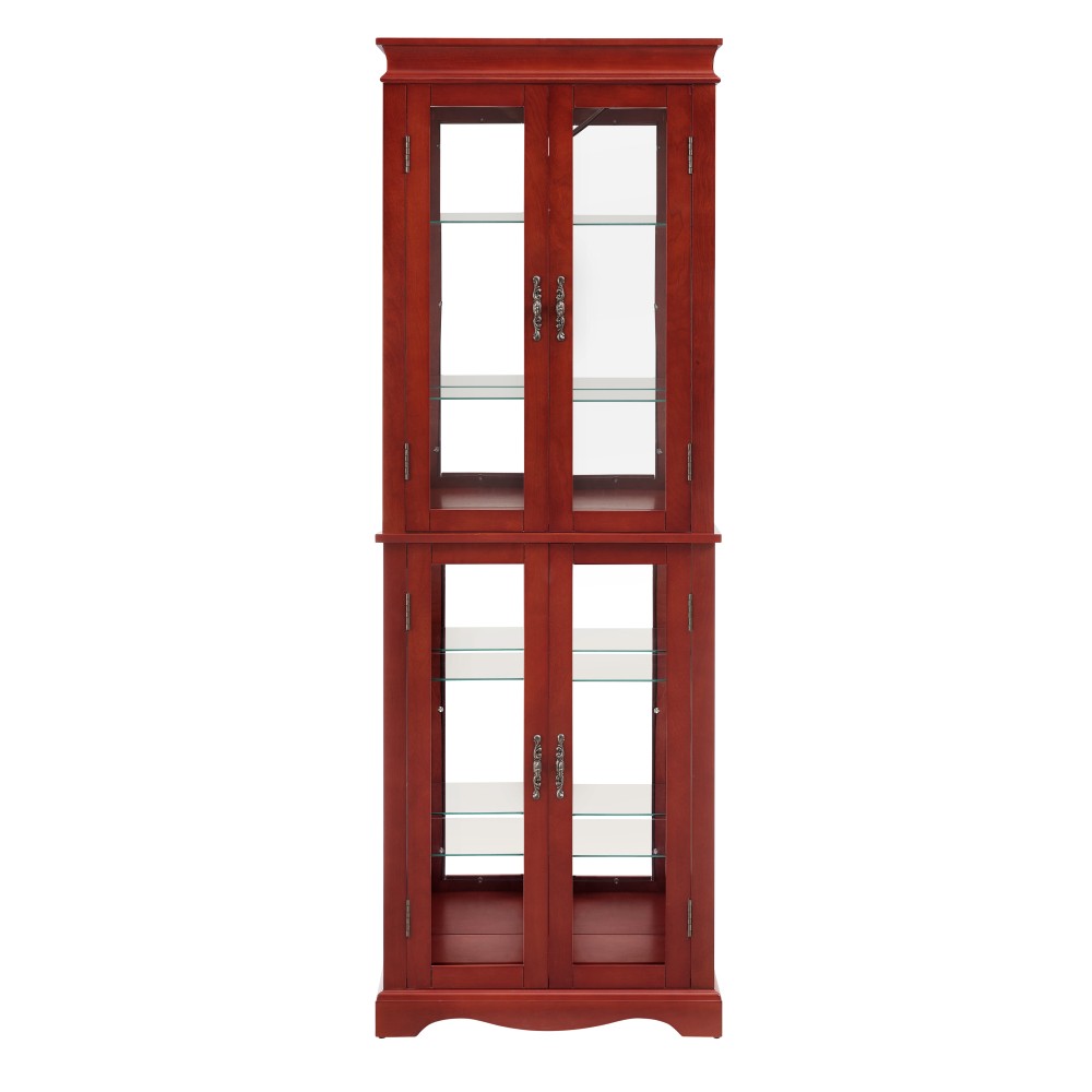 ya 28 For Living Room Cherry Lighted Glass Curio Cabinet ÿ Wood Frame, Bulb Included