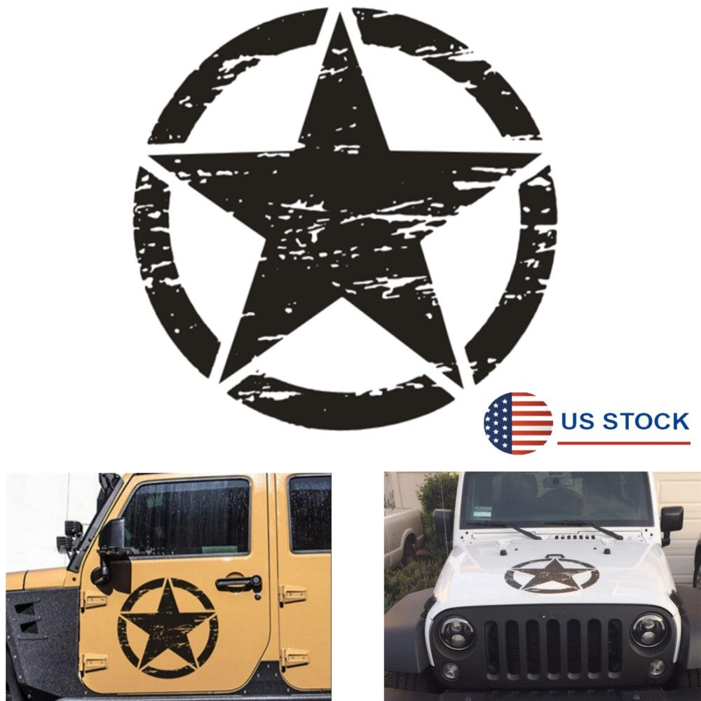 ya 1 7.8 Sticker Matt Distressed Army Military Star Hood Decal for Jeep for Wrangler etc New