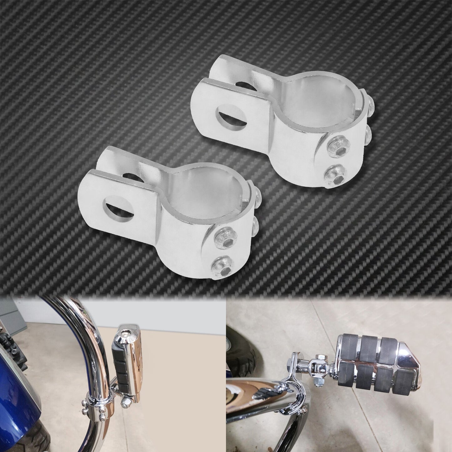 ya 11 6.8 1-1/4'' 32mm Highway Crash Bar Foot Peg Clamps Engine Guard Bracket Set Chrome