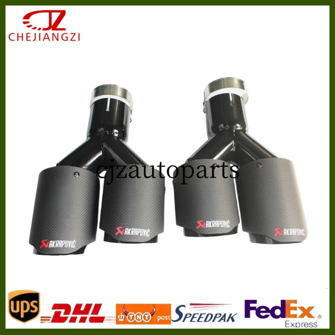 ya 4 6.17.2 Akrapovic Matte Black Carbon Fiber Tip Dual Muffler OD:76 89 101 114MM