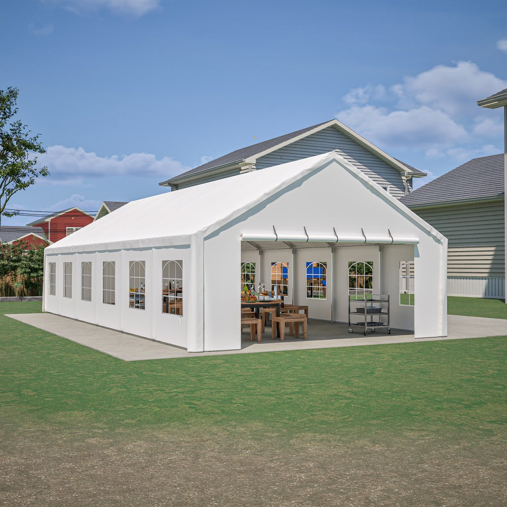 ya 28 20x40FT Heavy Duty White Party Tent - 3 Carry Bags, Removable Sidewalls