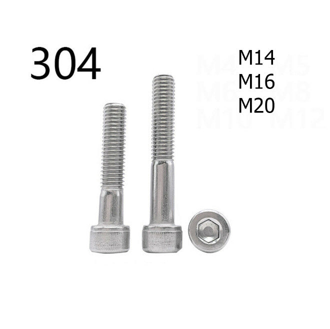 304 Stainless Steel Hex Socket Bolts Cap Head Screws Partial Thread M14 M16 M20