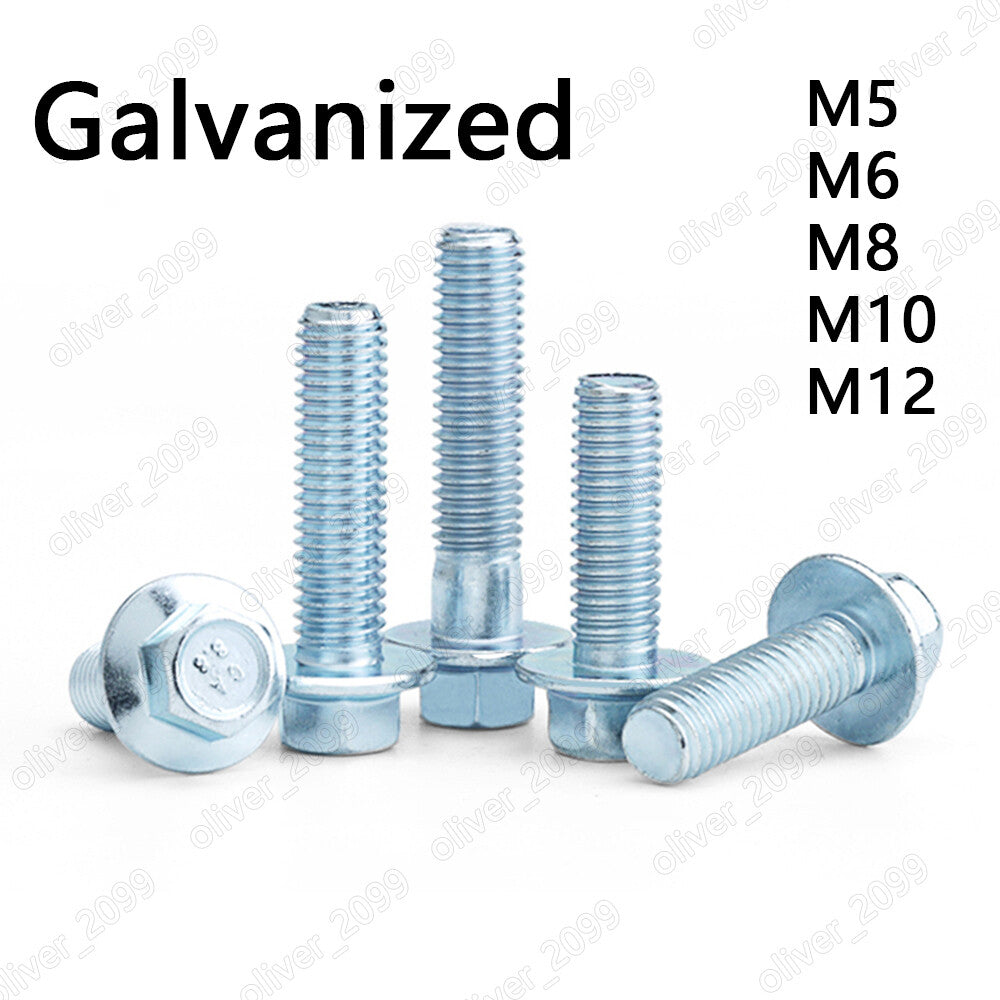 M5 M6 M8 M10 M12 Galvanized Steel Hexagon Flange Bolts Hex Flange Head Screws