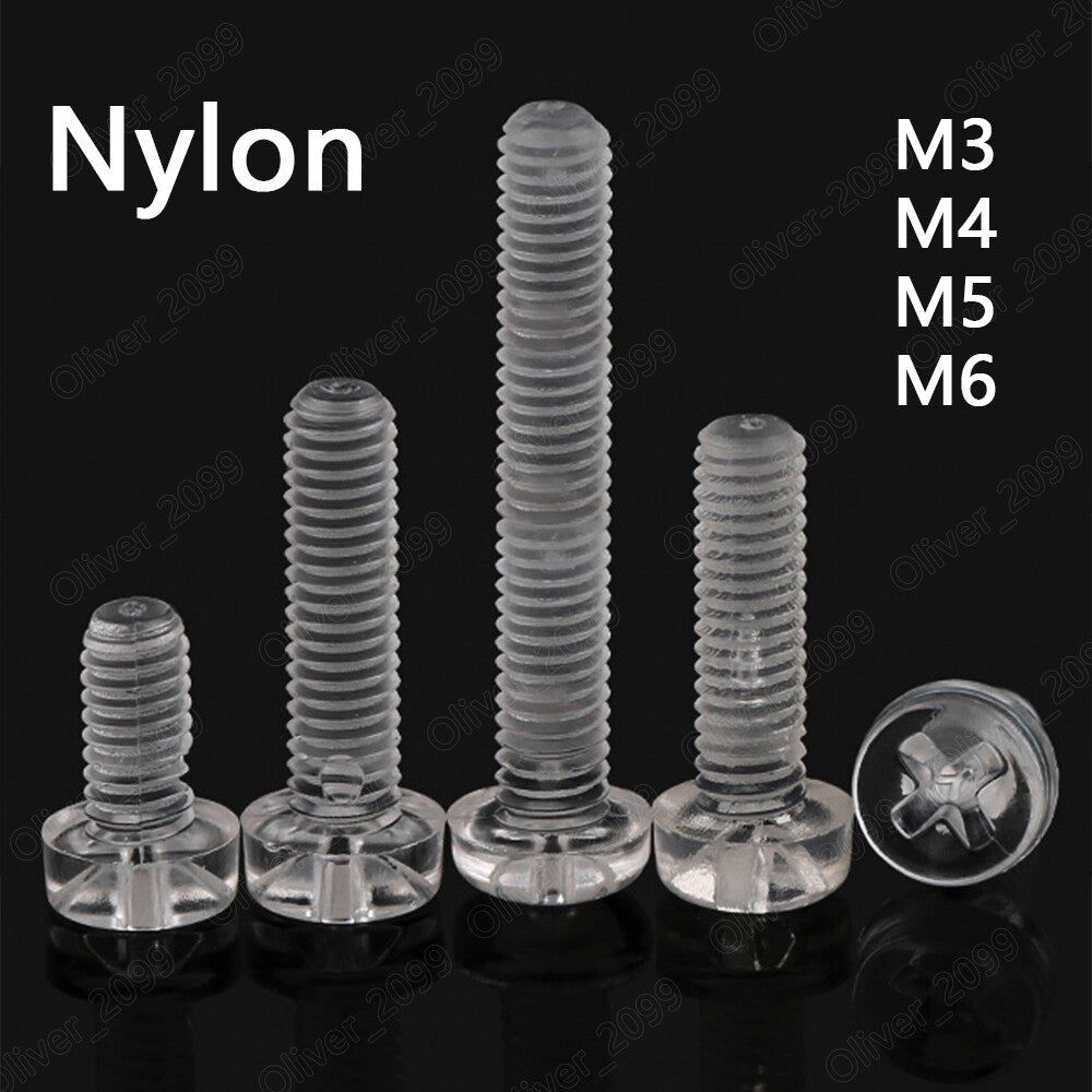M3 M4 M5 M6 Transparent Plastic Nylon Phillips Cross Pan Head Screws