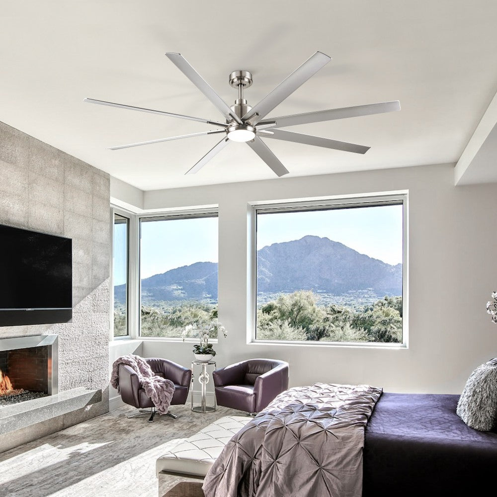 ya 28 72 Smart Integrated LED Ceiling Fan with Silver Blades in Brushed Nickel Finish