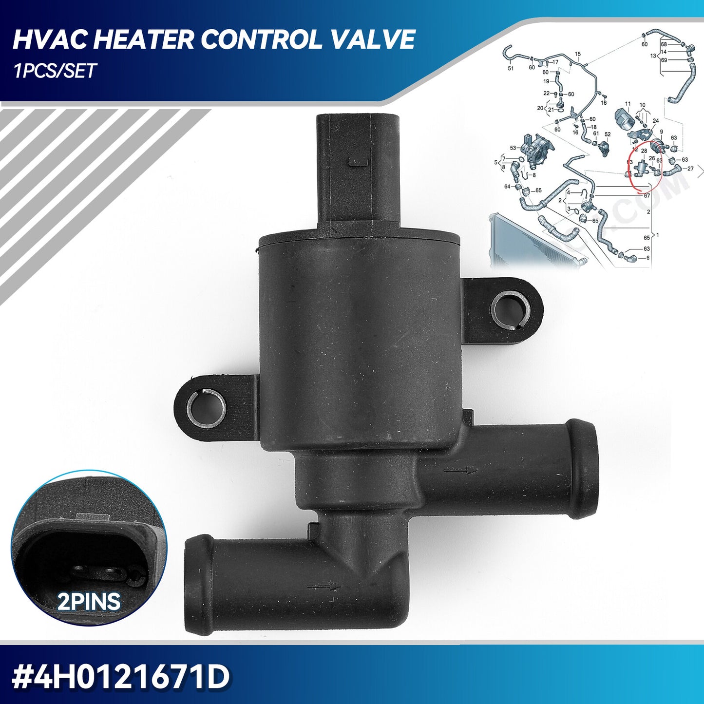ya 3 6.25 Coolant Control Valve for VW for Golf Polo for Audi A3 A4 A5 A6 A7 for SEAT for Skoda 4H0121671D