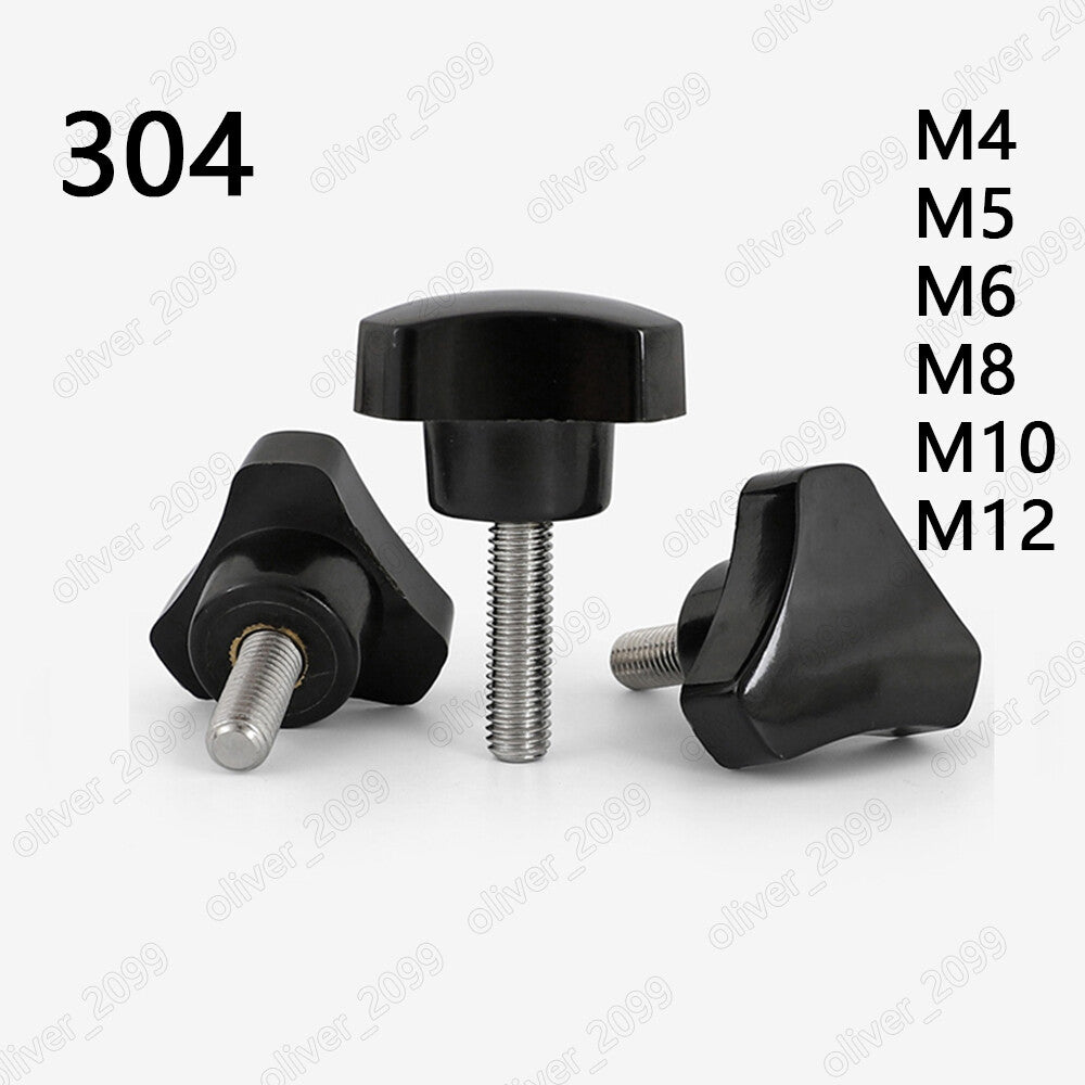 304 Stainless Steel Plastic Three Points Star Hand Knob Tightening Screws M4-M12