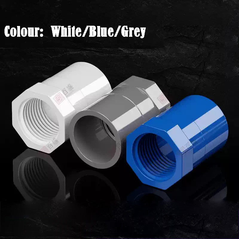 White/Blue/Grey PVC Female Threaded Coupler 20-75mm (1/2 -3 ) BSPP Pipe Fitting