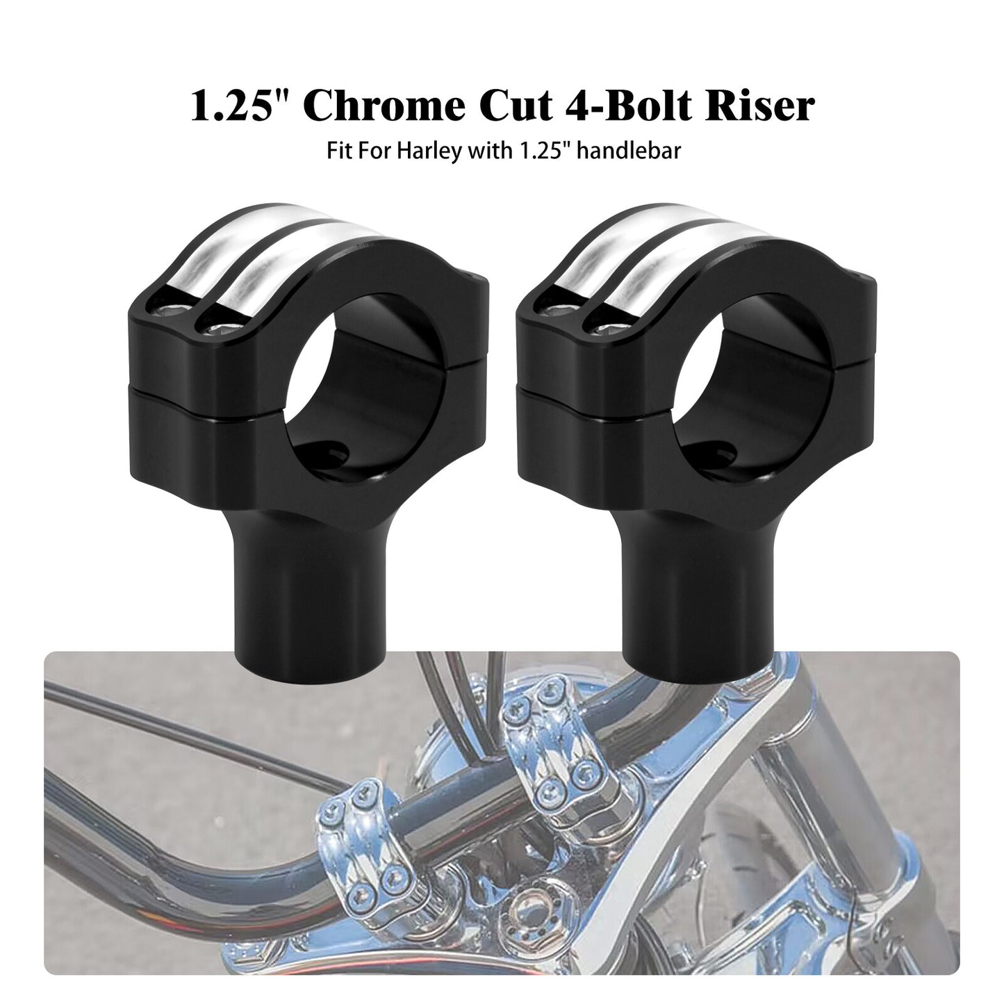 ya 2 6.30 Aluminum Black Handlebars Riser Clamp Fits for Harley 1.25 Handlebars Models
