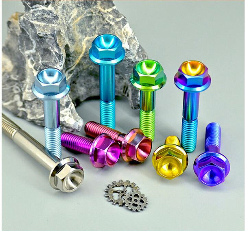 M8 Titanium Hex Head Flange Bolt Fastener (10,15,20,25,30,35,40,45,50,55,60 mm)