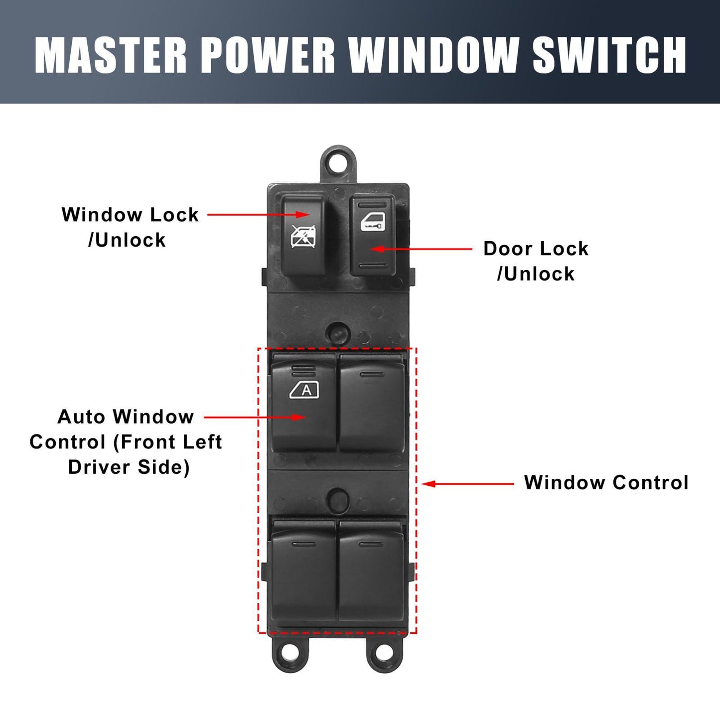 ya 1 8.5.4 Left Master Power Window Control Switch Fit For 2005-2012 Xterra Frontier