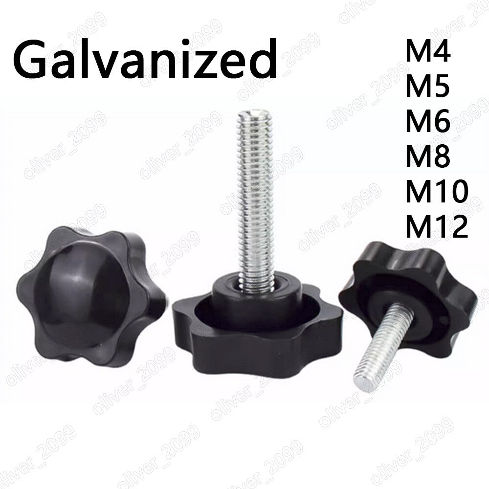 Galvanized Steel Plastic Six Point Star Hand Knob Tightening Screw M4 M5 M6-M12