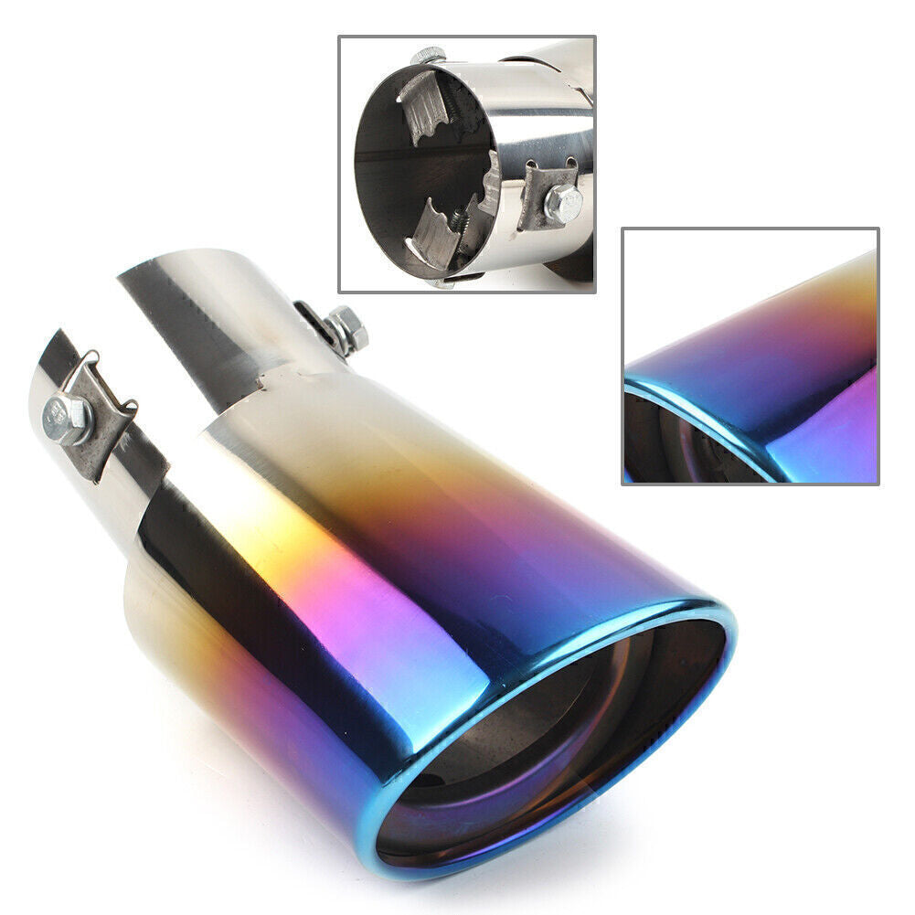ya 4 6.17.2 Blue Stainless Steel Rear Pipe Tail Muffler Tip Round Accessories Bent