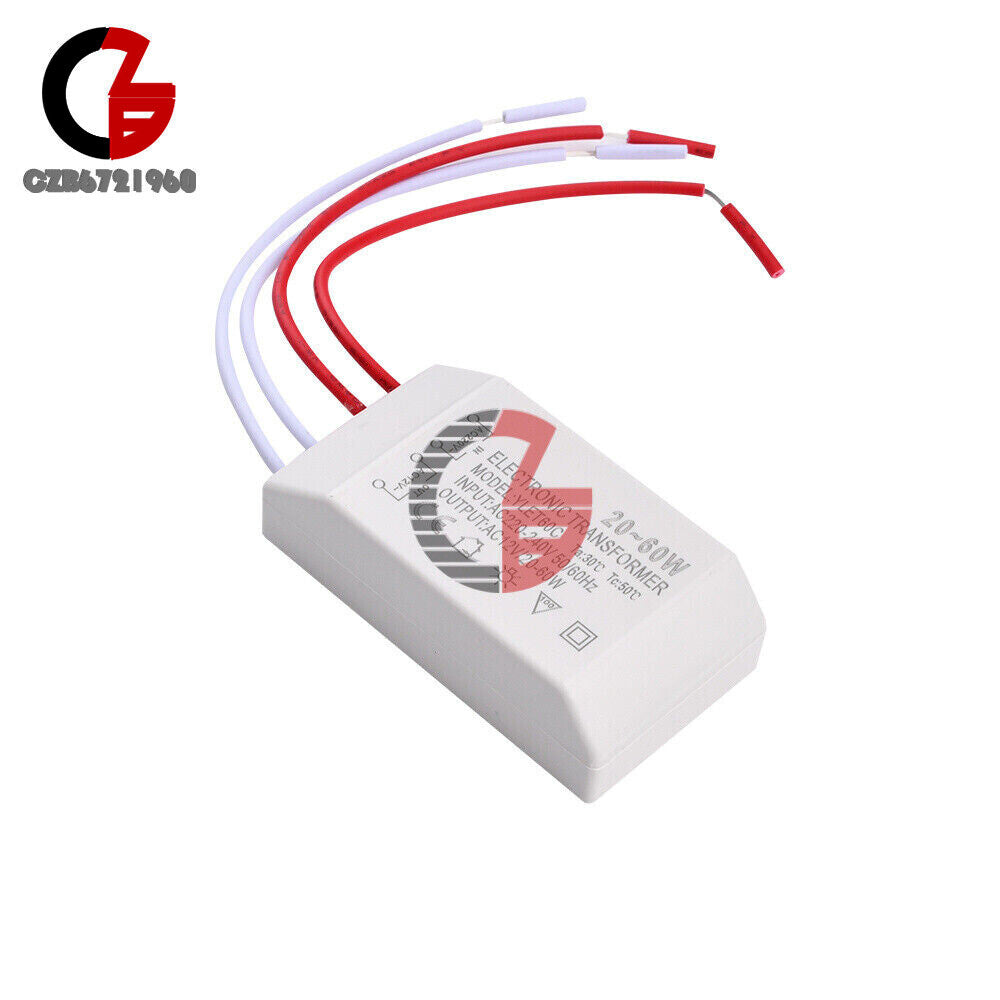 ya 14 5pcs 20-60W 220V to AC12V LED Halogen Lamp Light Electronic Transformer Adapter