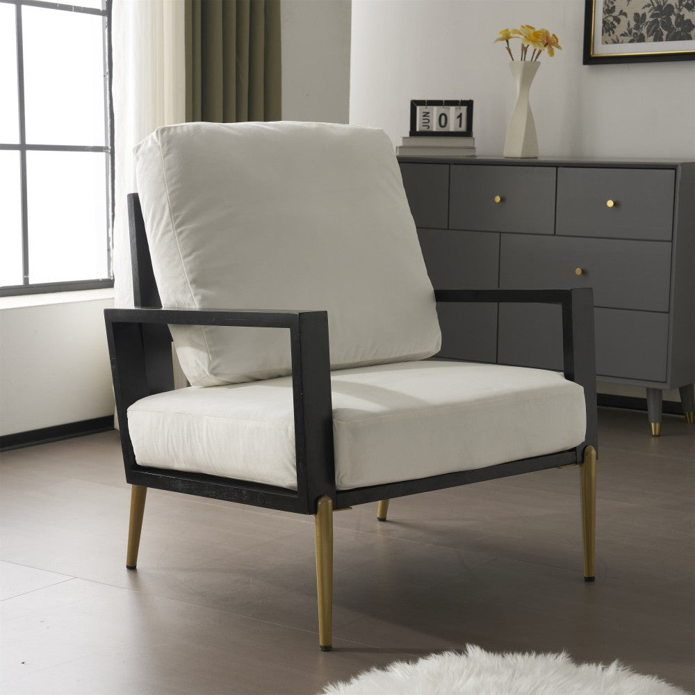 ya 28 For Living Room White Modern Low Back Accent Armchair ÿ Rubberwood Frame