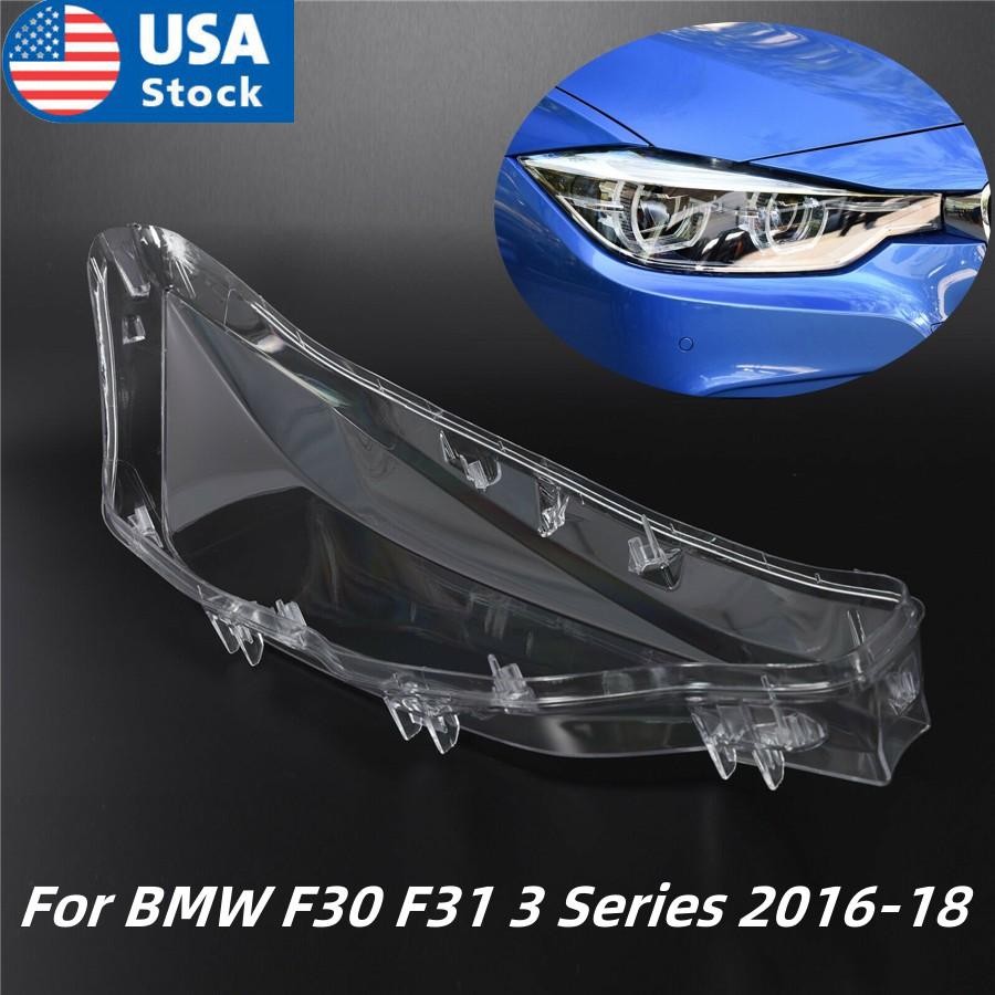 ya 13 5.27.2 Pair Car Headlight Headlamp Lens Cover Fits for BMW F30 F31 3 Series 2016-18