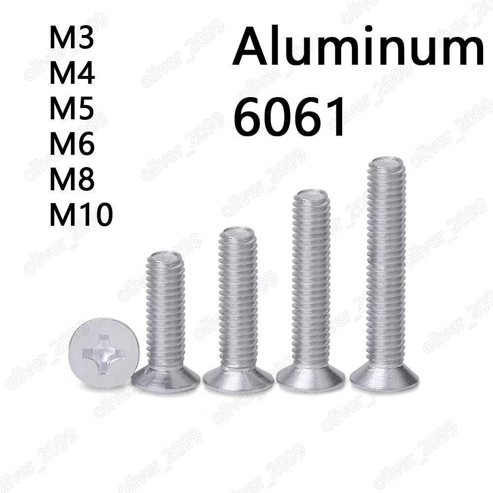 Aluminum 6061 Phillips Cross Countersunk Flat Head Screws M3 M4 M5 M6 M8 M10