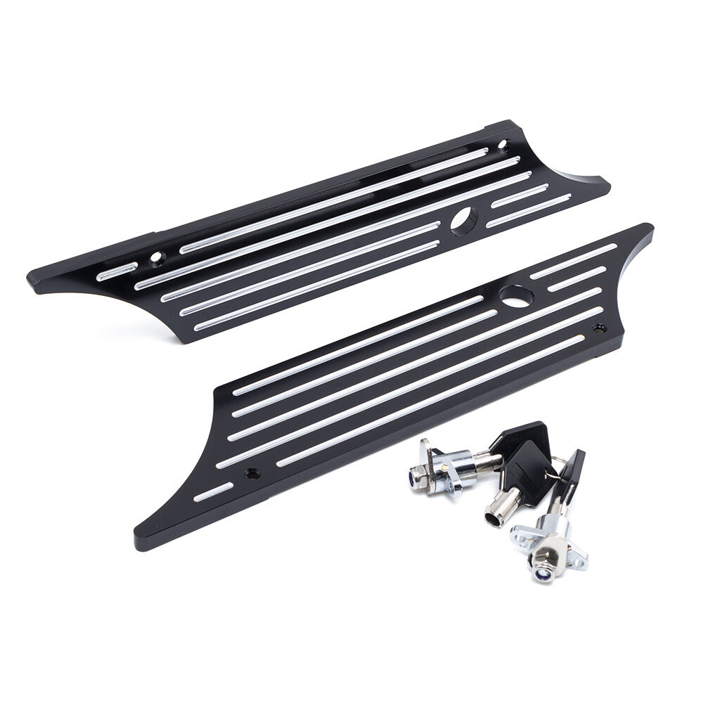ya 12 5.21 Locks Key Set Black Billet Saddlebag Latch Cover for Harley Electra Street Glide