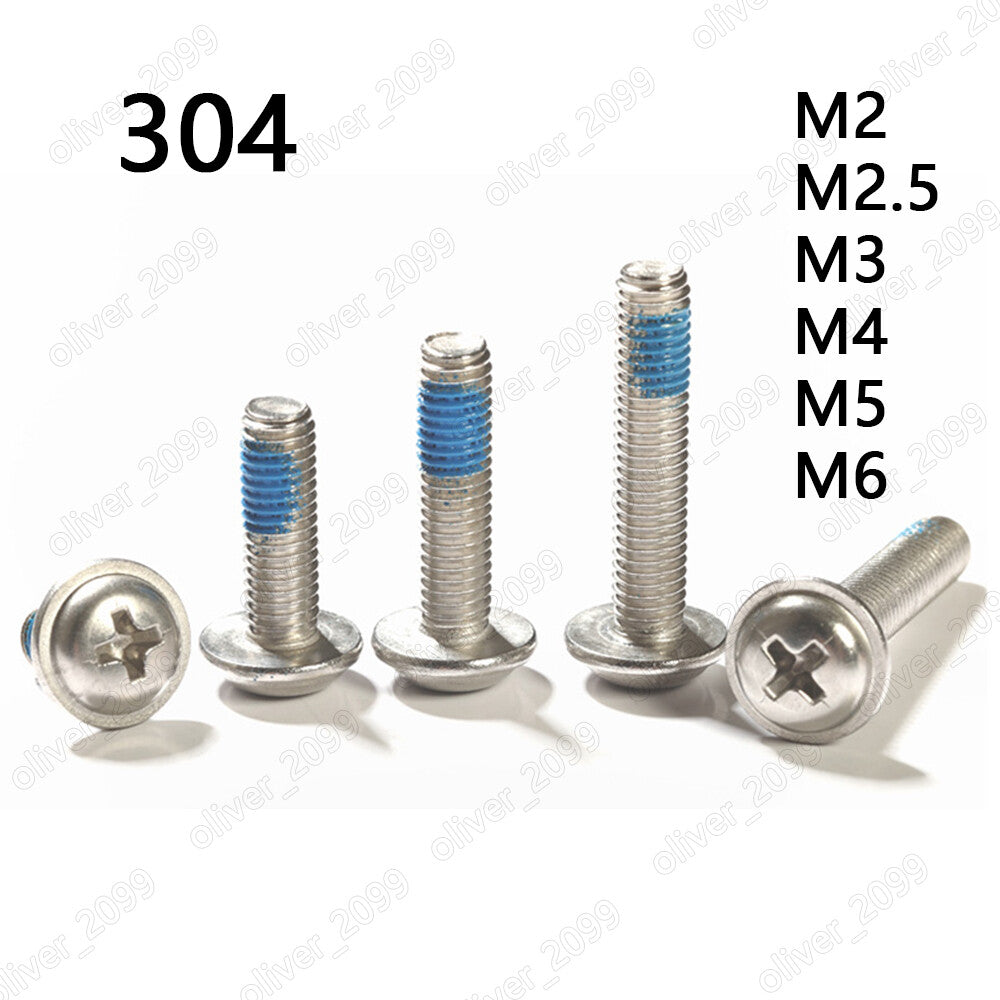304SS Phillips Pan Head Screws With Collar With Blue Patch Lock Screws M2 M3 M4
