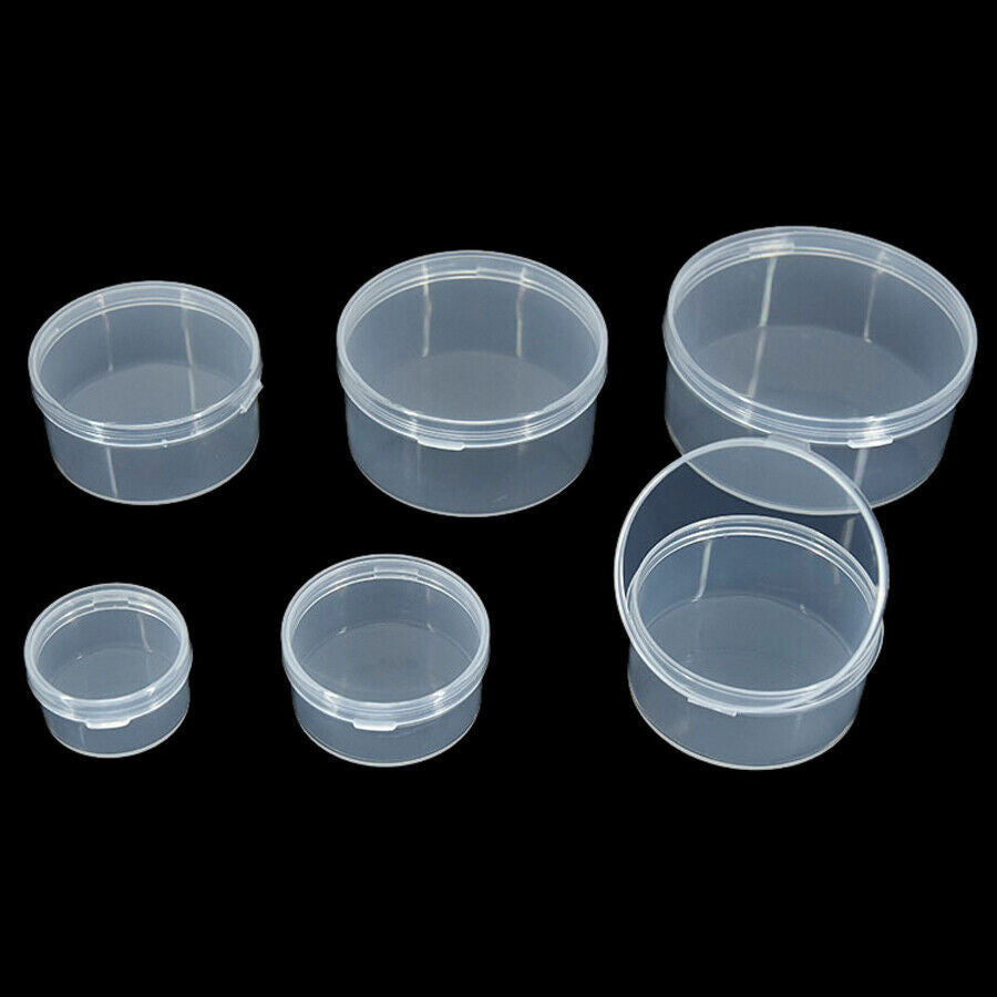 Clear Round Lid Plastic Boxes, Compact Jewelry & Bead Organizers