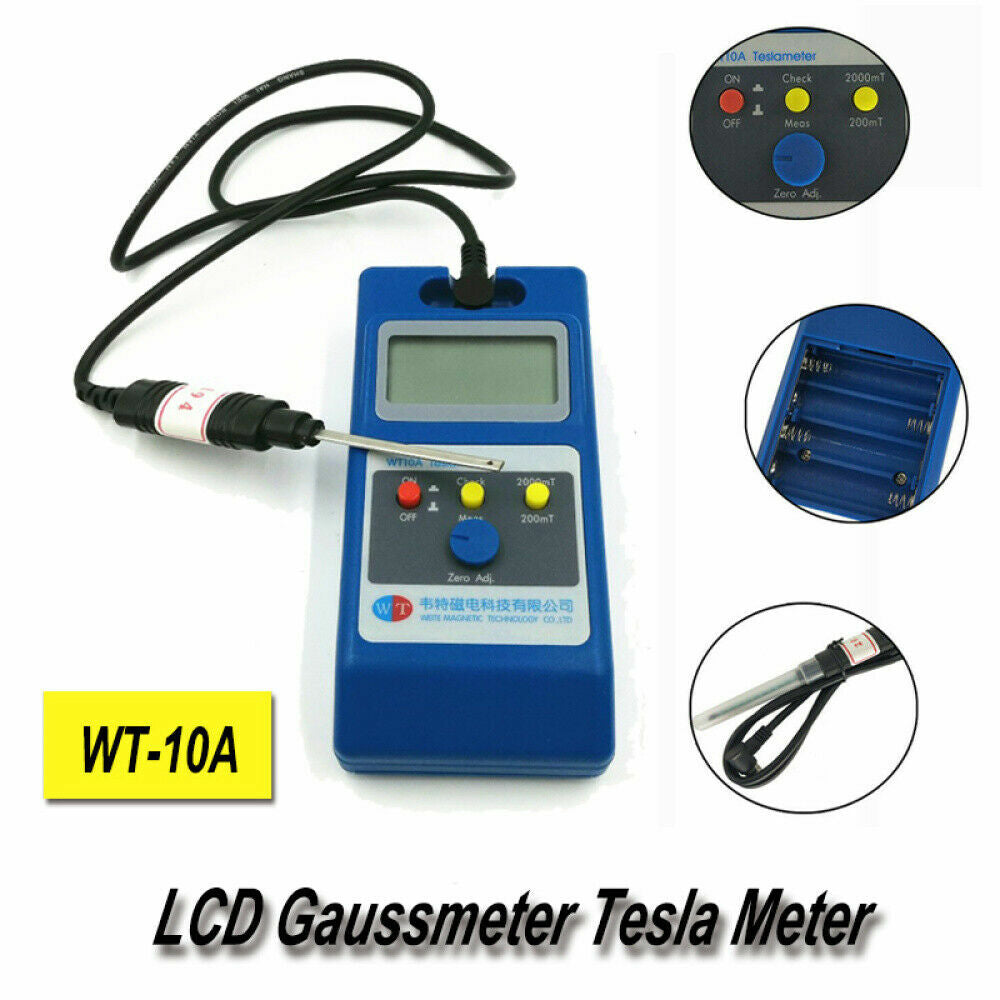 Gaussmeter Tesla Meter w/Ns Magnetic Field Fluxmeter Surface Instrument Portable