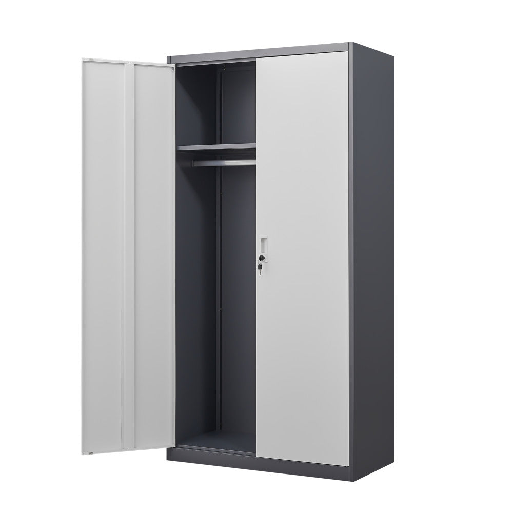 ya 28 Metal Large-Capacity Wardrobe ÿ Hanging Rod Steel For Bedroom/Laundry Gray