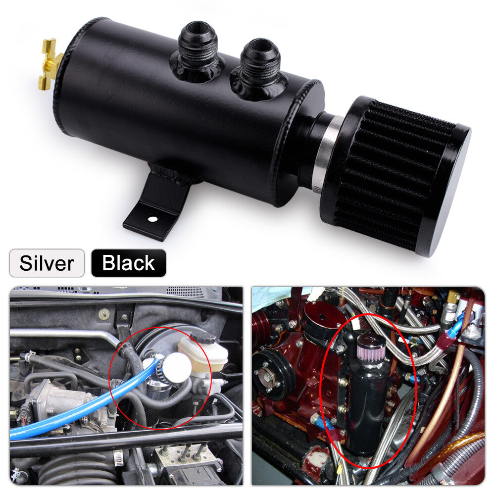 ya 27 7.20 CA 750ml 3 Ports Oil Catch Tank Can Dual Baffled Breather Filter Reservoir 3/8