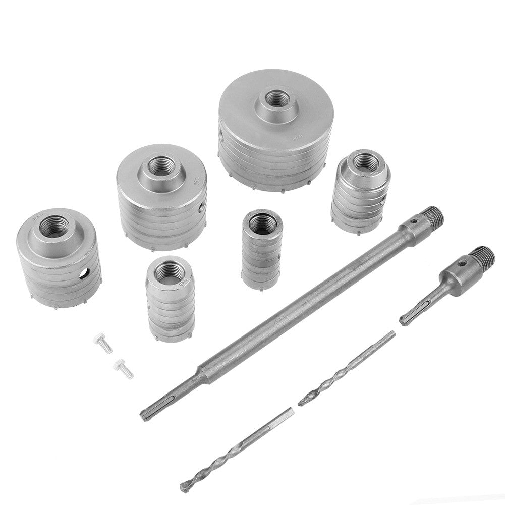 ya 25 10Pcs Core Drill Set SDS Plus Extension Shank Tungsten Masonry Hole Cutters