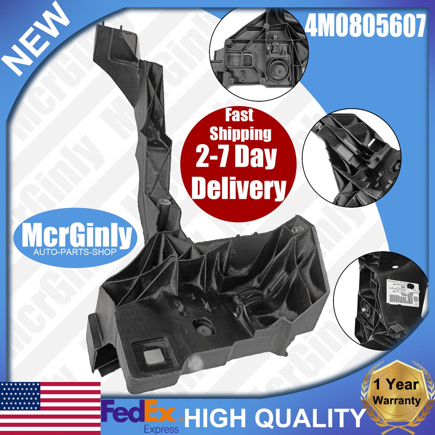 ya 1 7.4 for Audi Q7 2016 2017-2019 Front Left Bumper Headlight Main Bracket 4M0805607