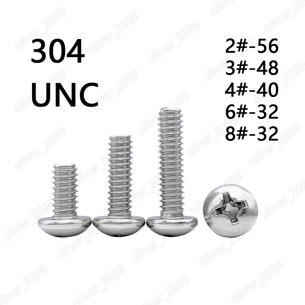304 Stainless Steel Phillips Cross Pan Head Screws Machine Screws 2# 3# 4# 6# 8#