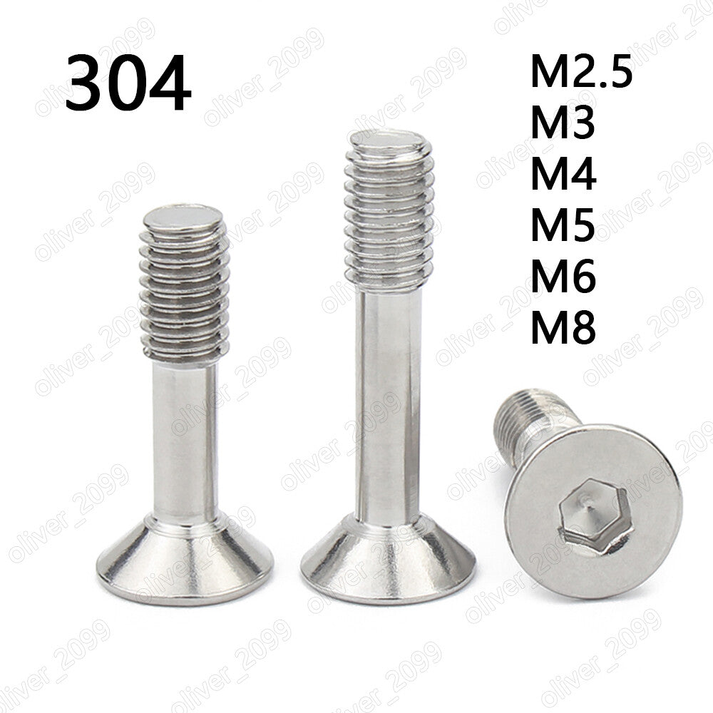 304 Stainless Steel Hex Socket Countersunk Head Screw With Waisted Shank M2.5-M8