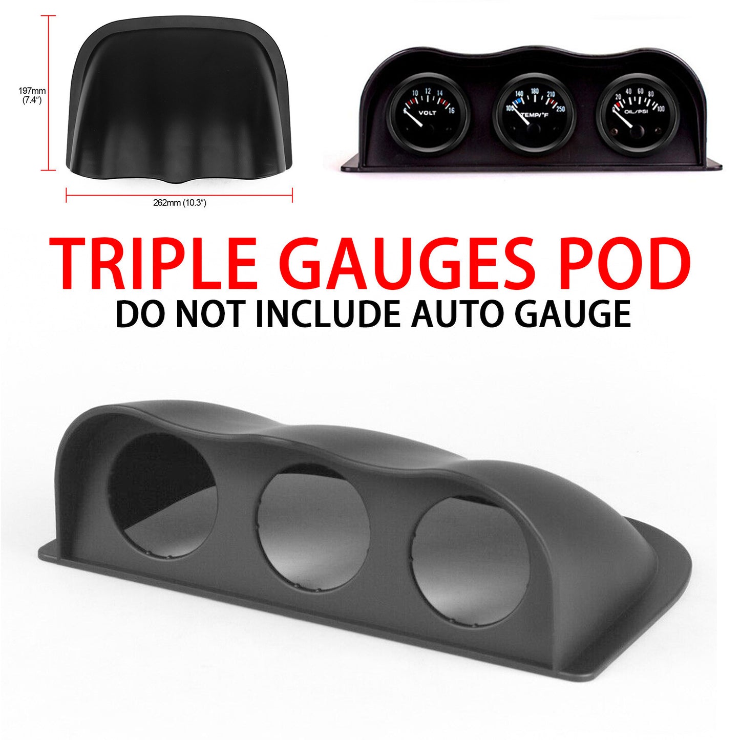 ya 5 8.7 2'' 52mm Car Triple Dash Gauge Meter Pod 3 Hole Dashboard Mount Holder Pod Black