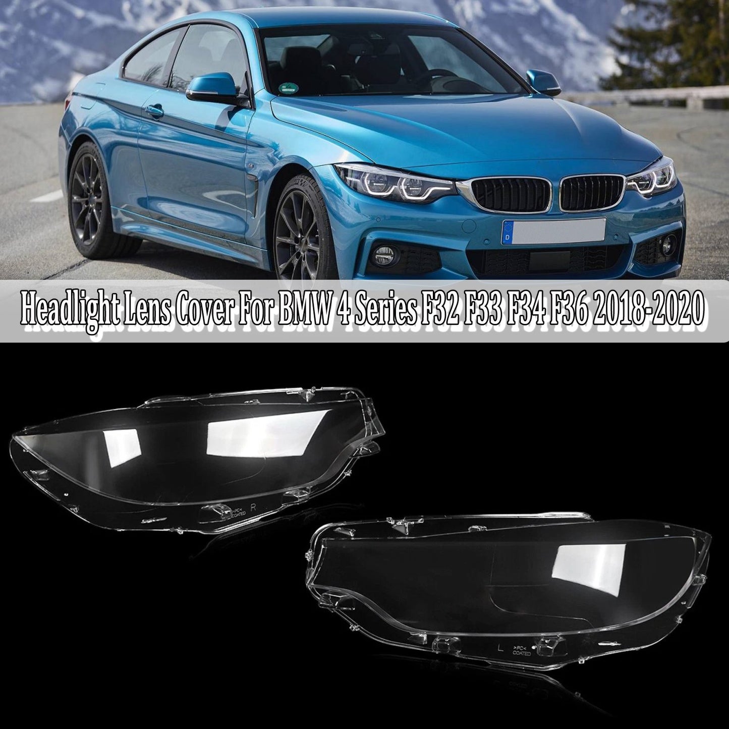 ya 13 5.27.2 For 2018-2020 for BMW 4 Series F32 F33 F36 M4 Pair Front Headlight Lens Clear Cover