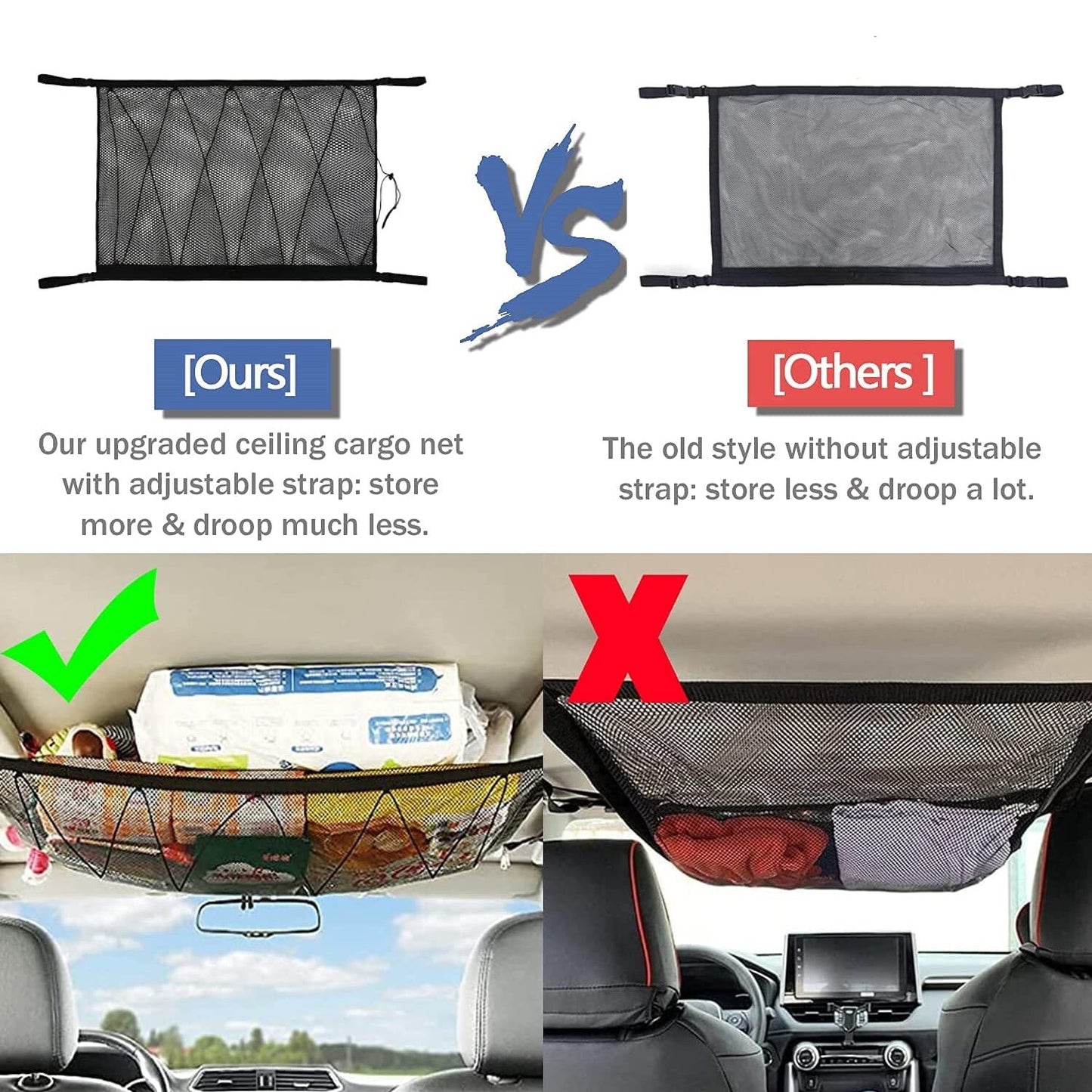 ya 5 6.16.2 Suitable for Ford Truck Accessories Ceiling Roof Cargo Net Double Layer Storage Bag