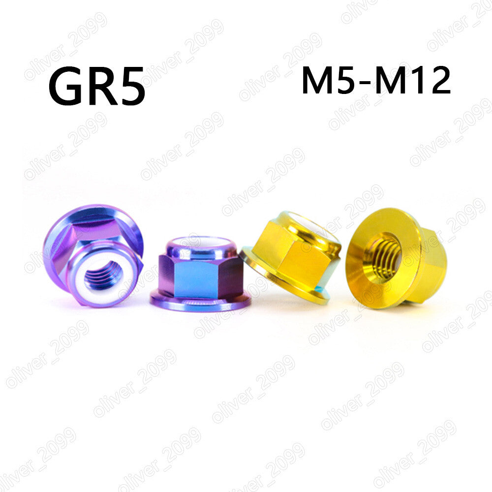Titanium GR5 Hex Flange Lock Nut With Nylon Insert M5 M6 M8 M10 M12
