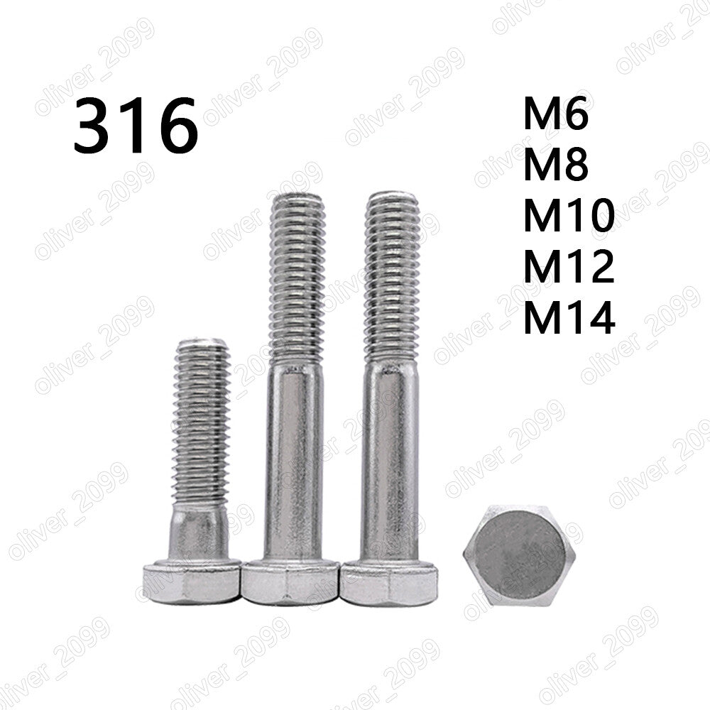 316 Stainless Steel Hexagon Head Bolts Partial Thread DIN931 M6 M8 M10 M12 M14