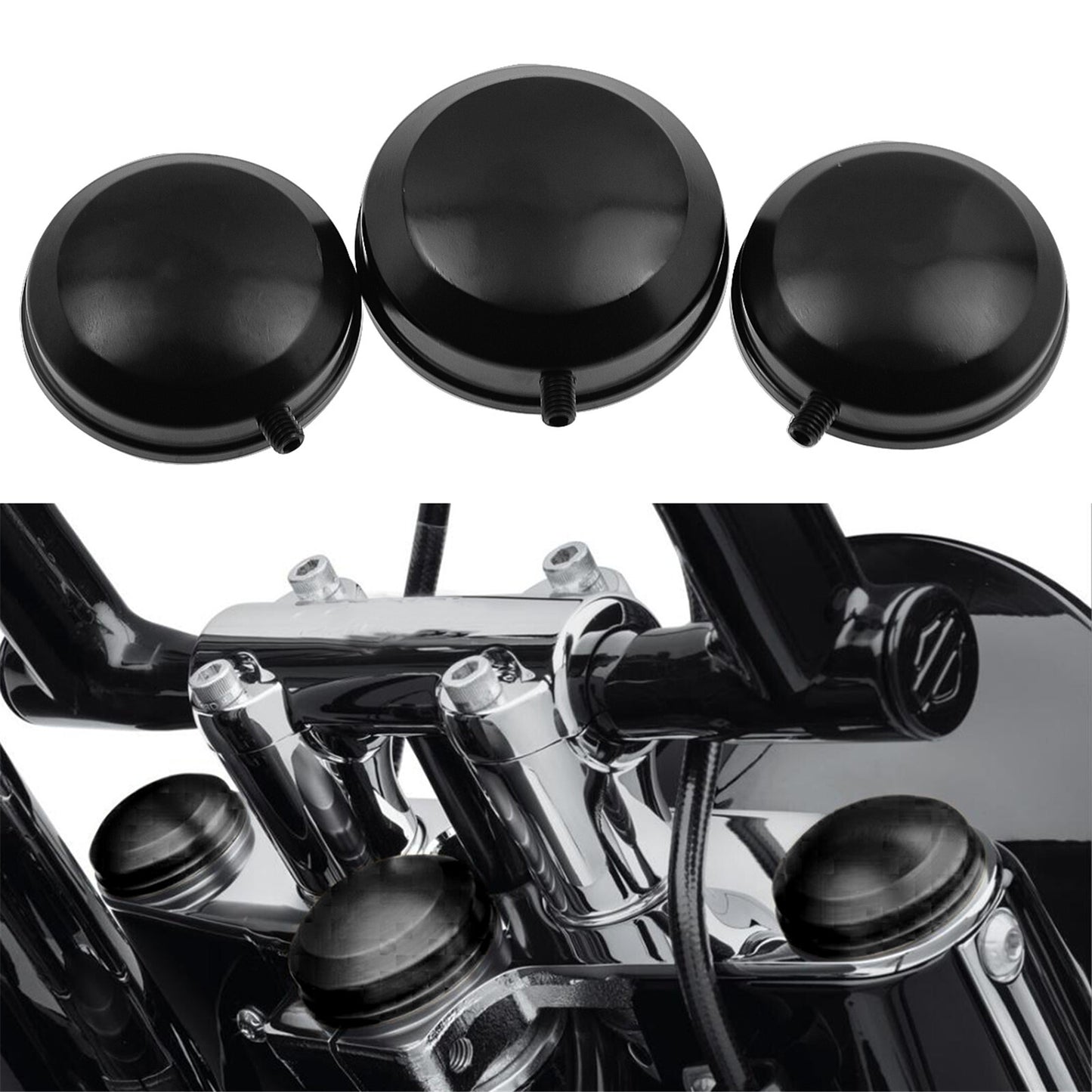 ya 3 6.23 Black Front Upper Fork Stem Covers Fit for Harley Dyna FXDCI FXDLI FXDWG 2006-17