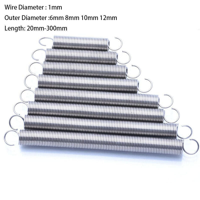 Extension Spring Wire Dia 1mm Springs with Hook Tension Spring Stainless Steel
