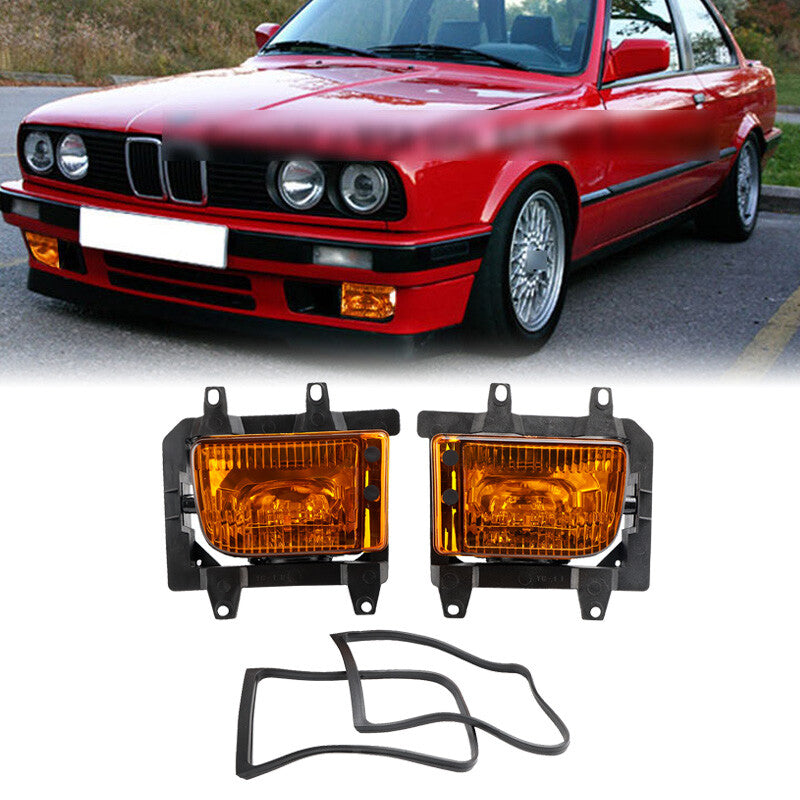 ya 1 8.5.1 Front Bumper Yellow Fog Lights Plastic Lens Kit For 85~93 E30 3- Sedan